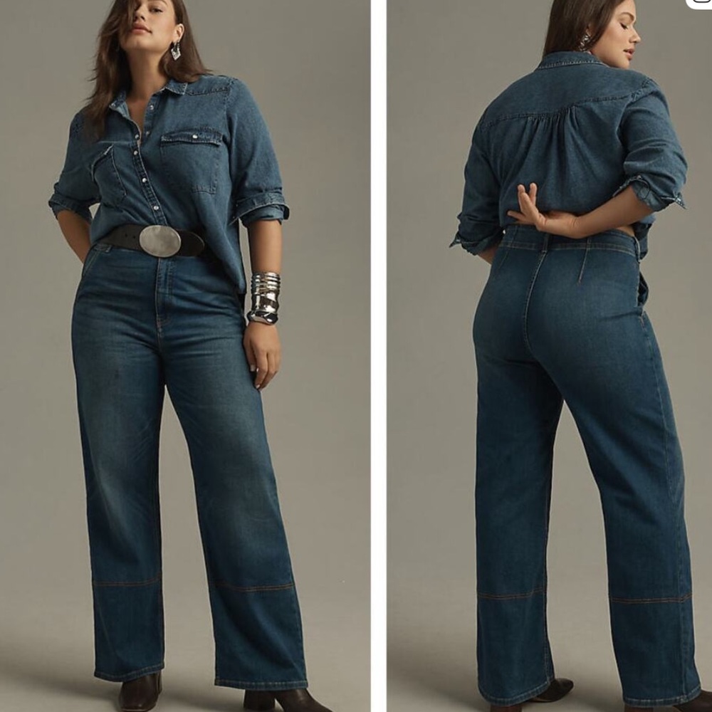 Pilcro The Eventide High-Rise Wide-Leg Trouser Jeans Size 32 Petite
